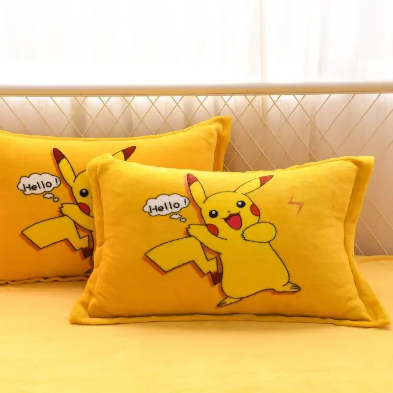 One-Pair Package Plush Hello Kitty Sanrio Cartoon Anime Pillow Case Pillowcase Winter Fleece Pillow Case Household Bedding