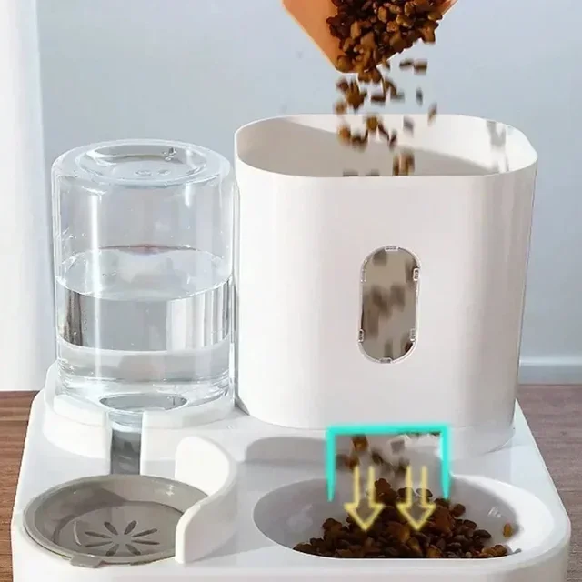 Automatic 2-in-1 Feeder Dog Cat Food Bowl And Water Feeding Device Pet Large Food Dispenser Puppy Pet Kitten Bowl Accessories 1