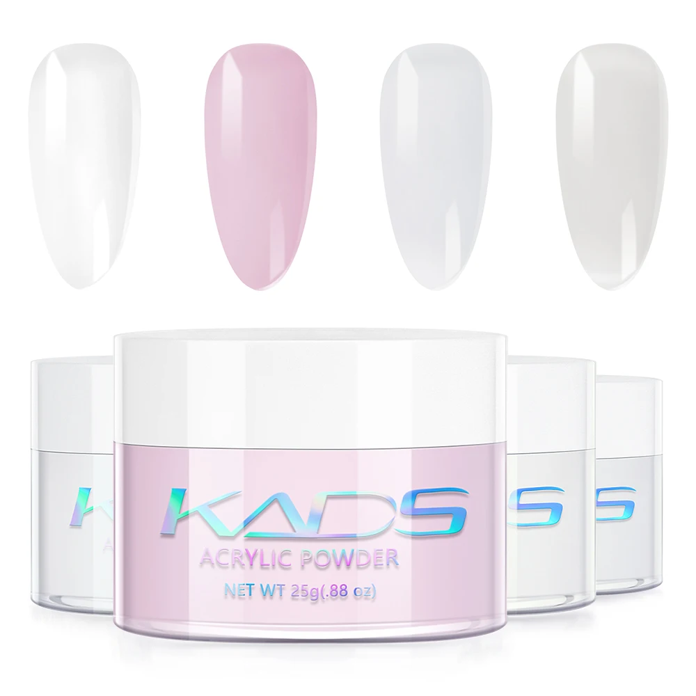 KADS 아크릴 분말 액체 3D 화이트 핑크 투명 반투명 네일 익스텐션, 네일 아트 스타터 조각 분말 도구, 25g