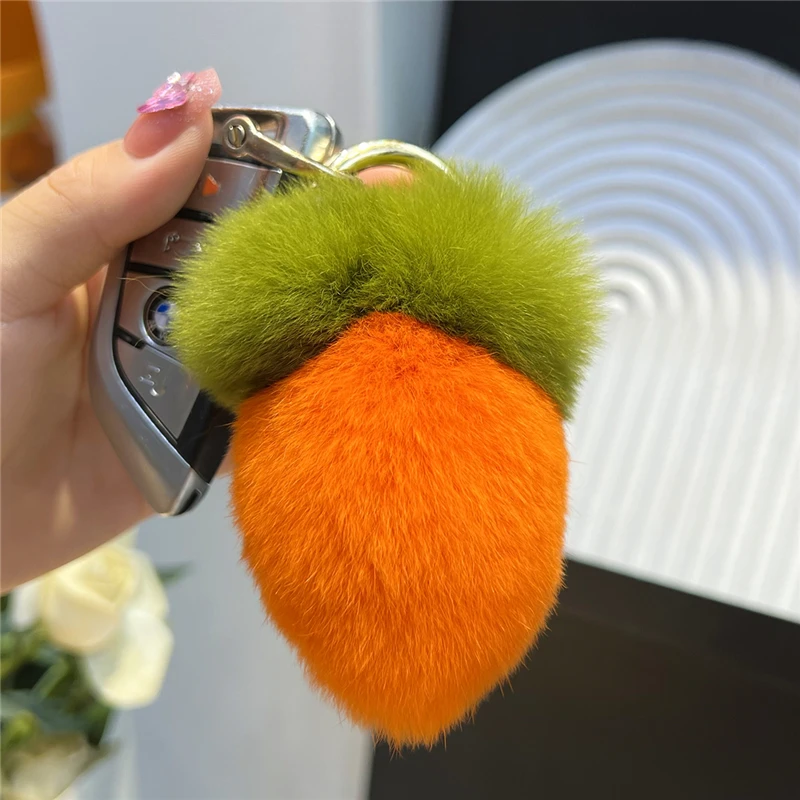 9cm Cute Genuine Fox Fur Ball Furry Pompom Genuine Fur Keychain