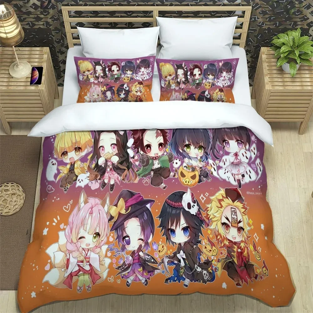 Demon Slayer bedding set soft bed cover pillowcase singledouble Japanese manga Children and adolescents sheet set 6