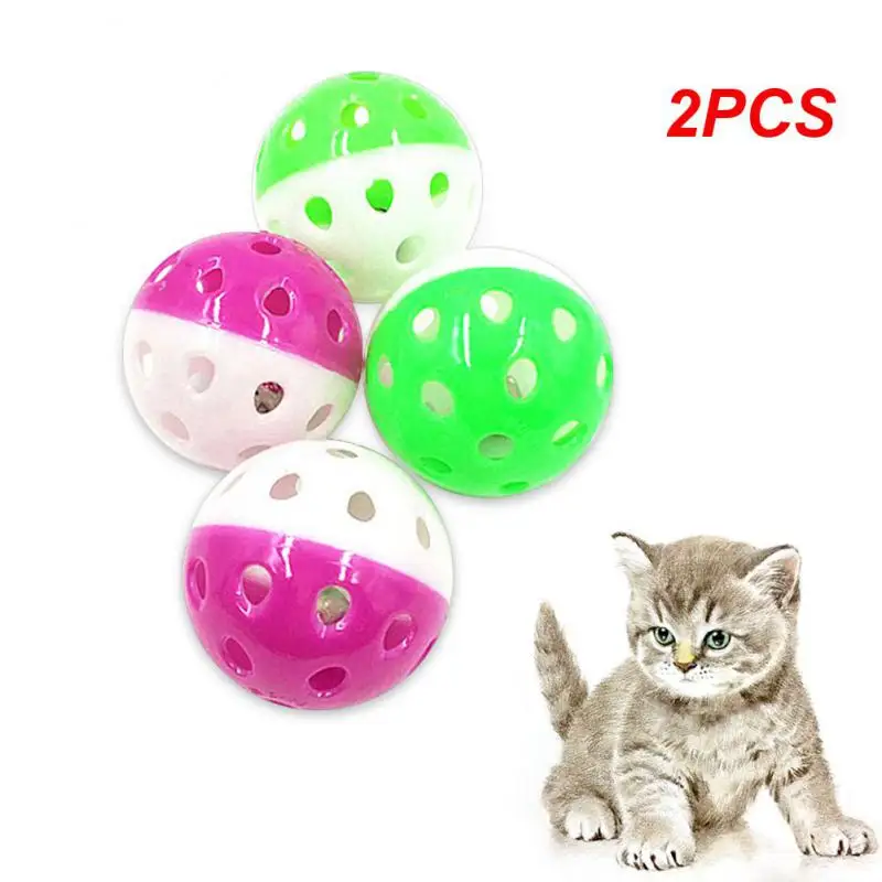 

2PCS Random Color Funny Plastic Cat Ball Toy Hollow Training Cat Interactive Toy Cat Bell Toy For Kitten Pet Toys Supplies