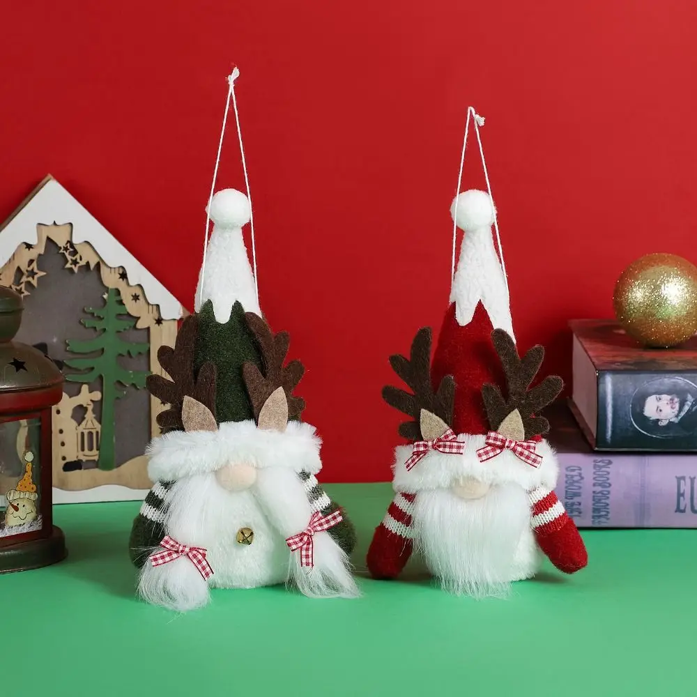 

22*12*5cm Christmas Hanging Dolls Drop Ornament Party Supplies Antler Faceless Gnomes Red Green Home Decoration Rudolph Doll