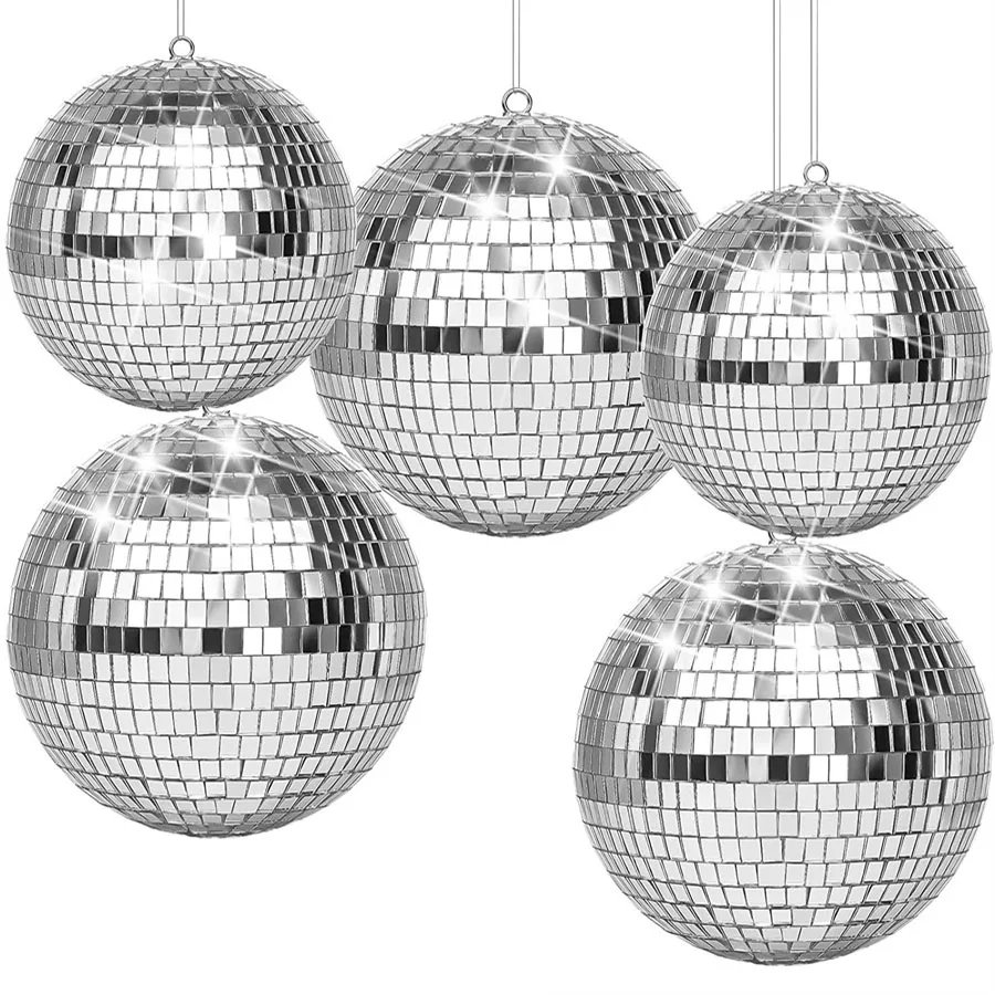 

8/10/12Inch Disco Light Mirror Ball Motor RGB LED Pinspot Lamp Rotating Silver Mirror Ball Disco Ball for DJ Stage Party Decor