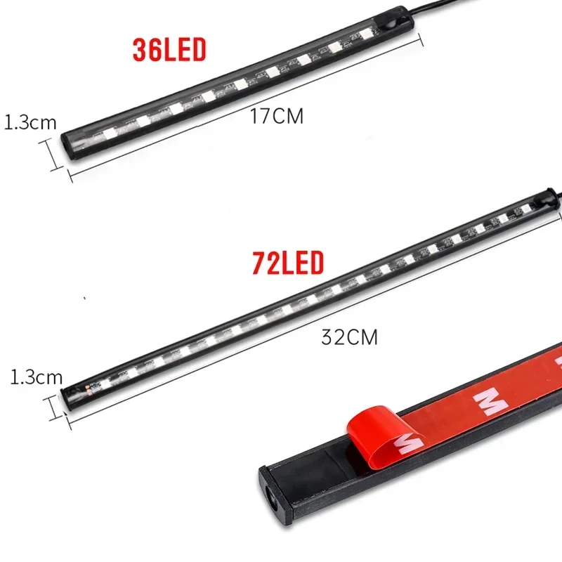 12pcs RGB APP LED Motorcycle Car Atmosphere Foot Light Control Flexible Waterproof Sound Control 12V Moto Decorative Lamp Strip