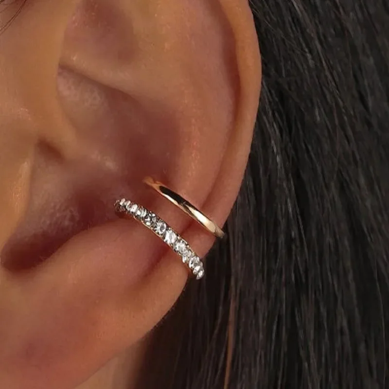 Rhinestone Decor Ear Cuff Earring for Woman Ear 2025 Summer Christmas Jewelry Gift ear clip earrings clip earrings ear clip ear accessories
