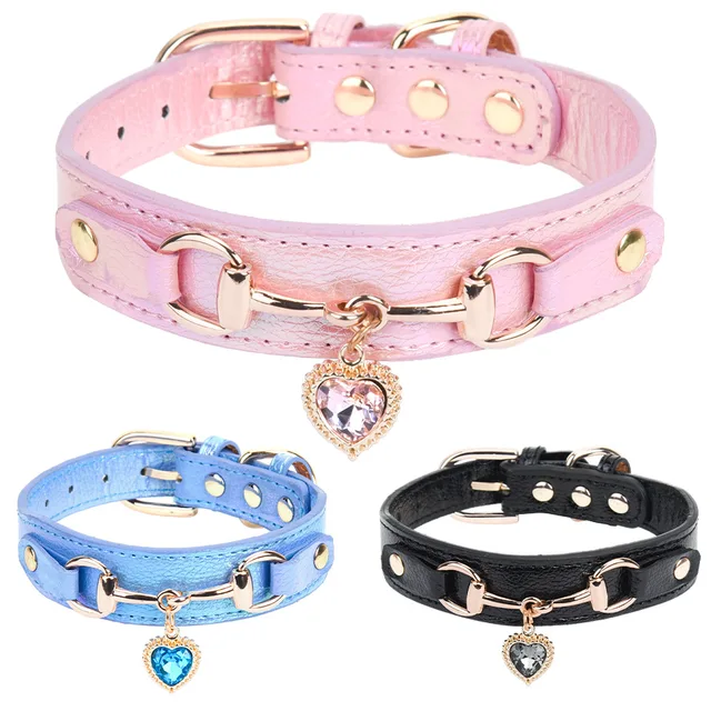 Shiny Rhinestone Pet Collar Love Jewelry Dog Collar Comfortable Leather Dog Adjustable Collar Shiny Rhinestone Pet Collar Love Jewelry Dog Collar Comfortable Leather Dog Adjustable Collar