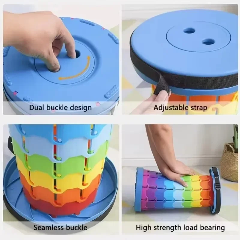 New Lightweight Portable Plastic Folding Telescopic Chair Adjustable Height Compact Stool  Perfect for Fishing  Beach & Camping