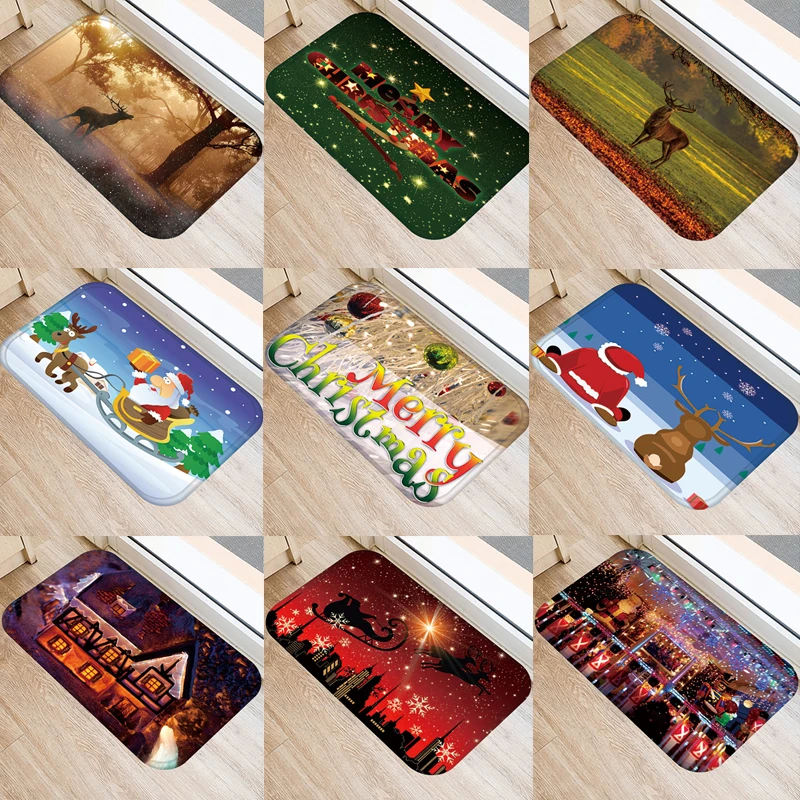 Merry Christmas Theme Doormat Kitchen Mat Xmas Bedroom Entrance Doormat