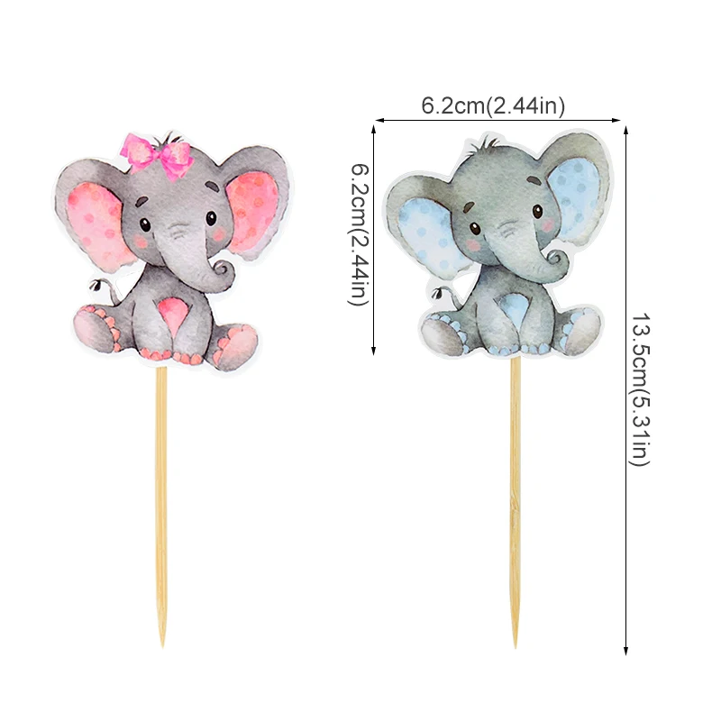45 PCS Edible Blue Elephant Cupcake Toppers - Gender Reveal & Baby Shower Cake Decorations, 9 Styles - View #2