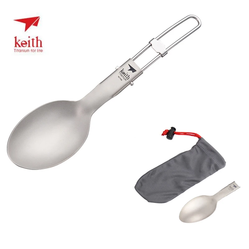 Keith Titanium Soup Spoon Backpacking Utensil Cutlery Useful Outdoor EDC Portable Mini Folding Tableware Ti5315