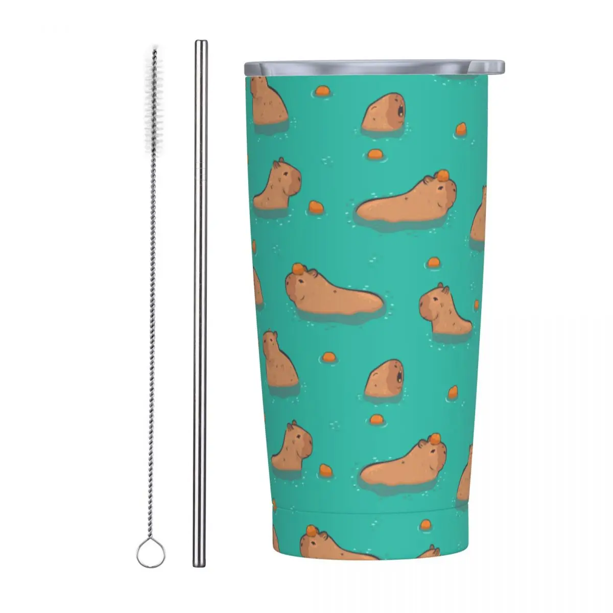 

South Africa Capybaras In Water Tumbler 20oz Stainless Steel Double Wall Vacuum Insulated Cute Capybara Cup With Straw Slide Lid