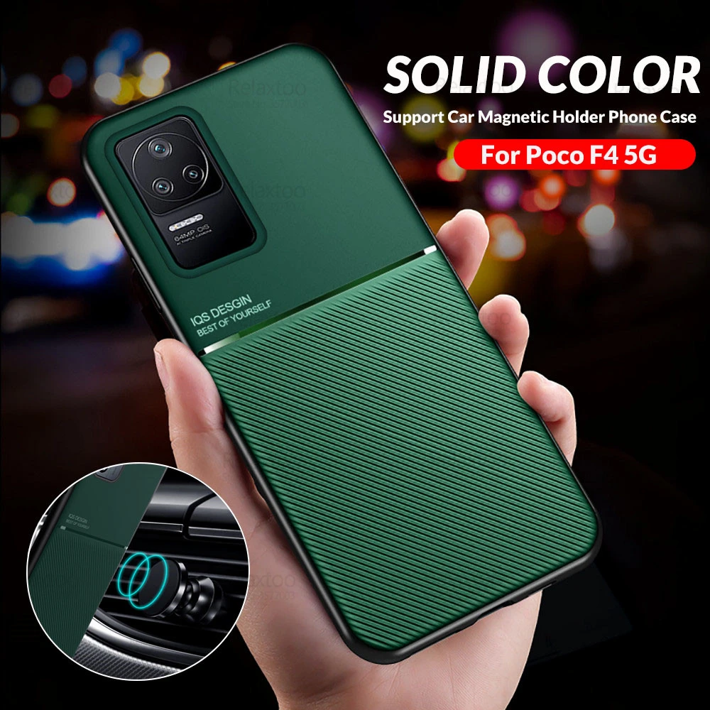 Car Magnetic Holder Back Case For Xiaomi Poco F4 PocoF4 5G NFC Poko Little F 4 4F Camera Protect Slim Silicone Cover Coque Funda