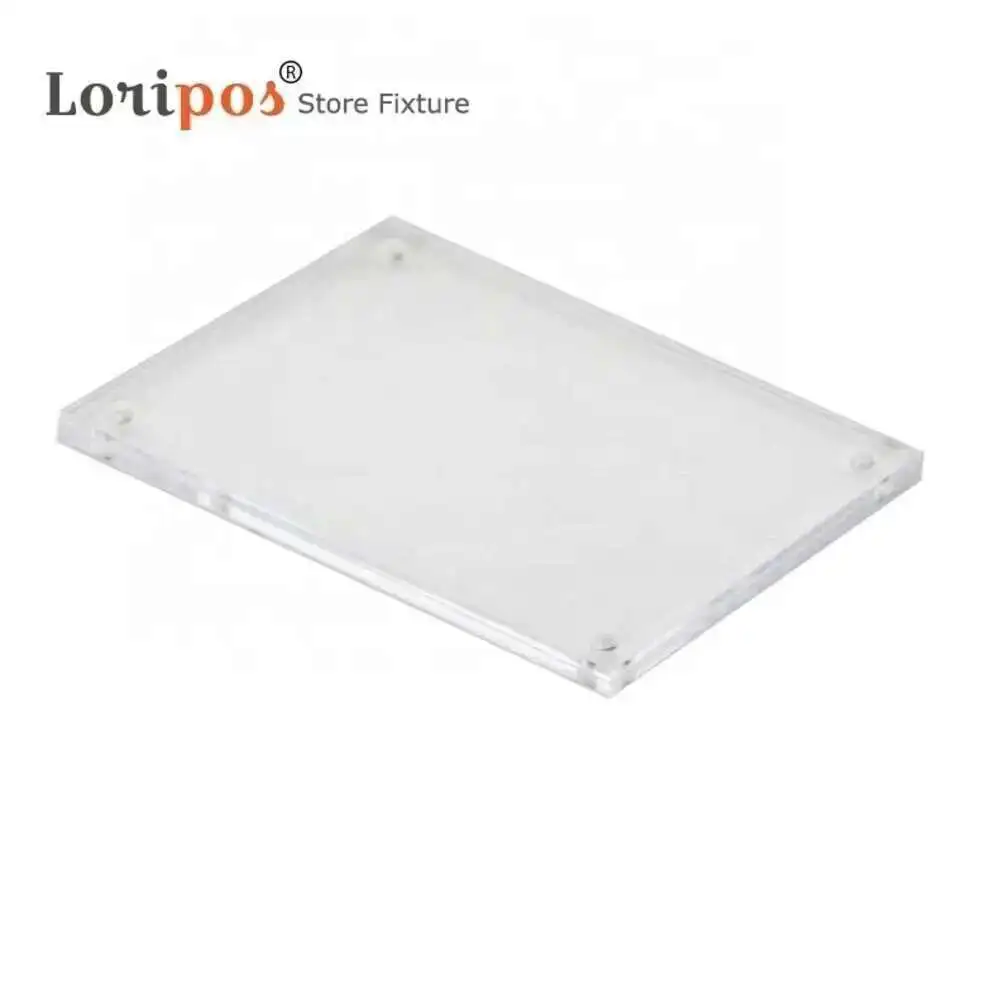 Acrylic Block Magnetic Mount Price Tag Display Wall Sticker Paper Info Frame Door Sign Holder Plate Name Card Cover