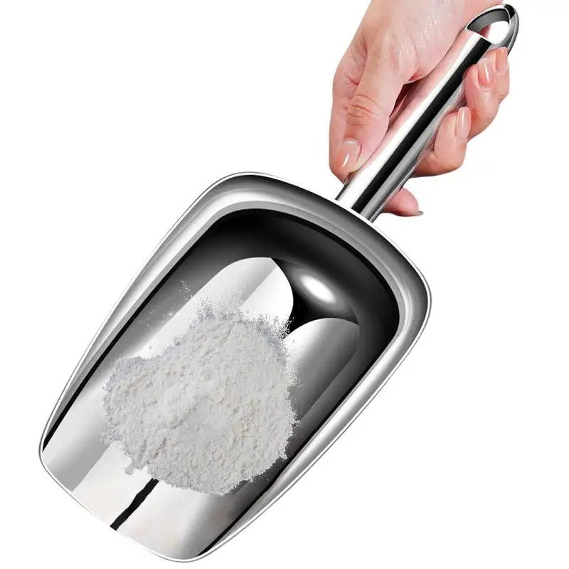 Ice Bucket Scoop Food Candy Scoop Stainless Steel Dishwasher Safe Ice With Storage Loop For Maker Bucket Kitchen
