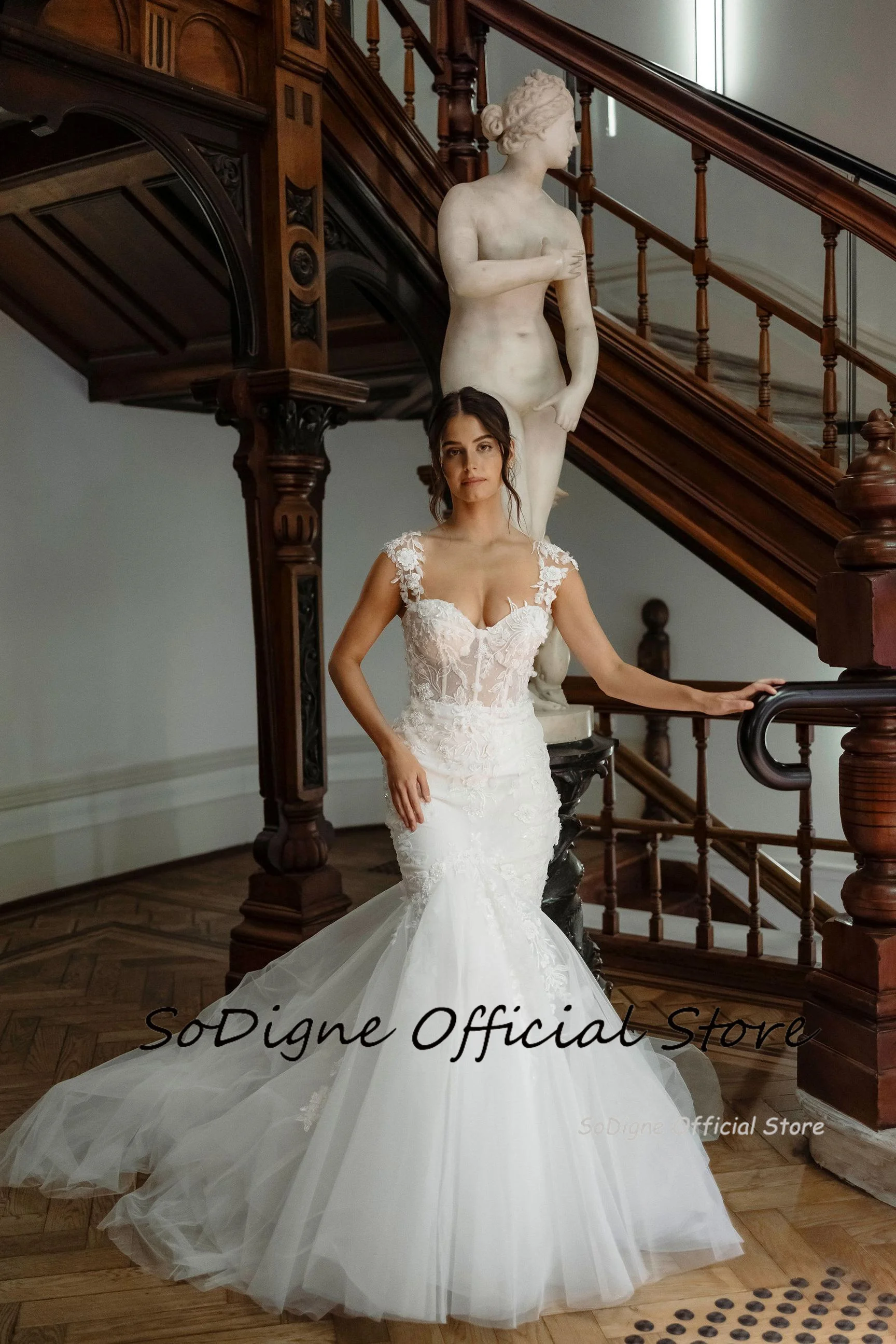 SoDigne Mermaid Boho Tulle Wedding Dresses Sweetheart Sleeveless Appliques Bridal Dress 2025 Long Wedding Gown Robe De Mairee 13 S1bf4bf04b5b94908954b0b2bdf3de460U