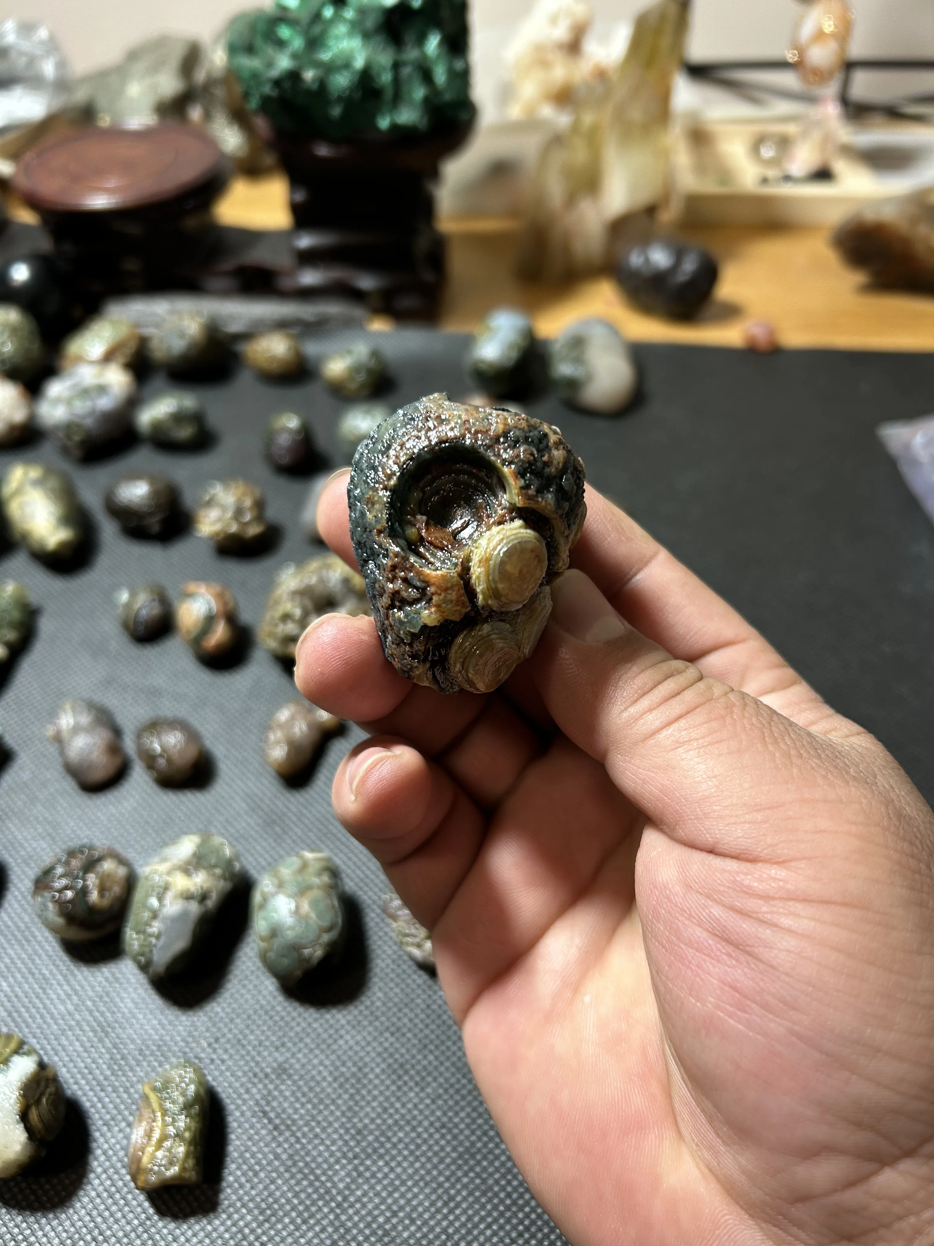 19 Pcs Natural Outer Mongolia South Gobi Agate Relief Pictographic Eyes Extraterrestrial Picture One Object Gift Of God Raw