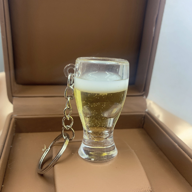 Simulation Beer mug keychain Men And Women Couple Key Chain Bag Pendant Wholesale