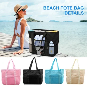 Mesh Beach Bag Waterproof Sandproof - Large Tote Pool Bag for Women Vacation Essentials Beach Accessories 1