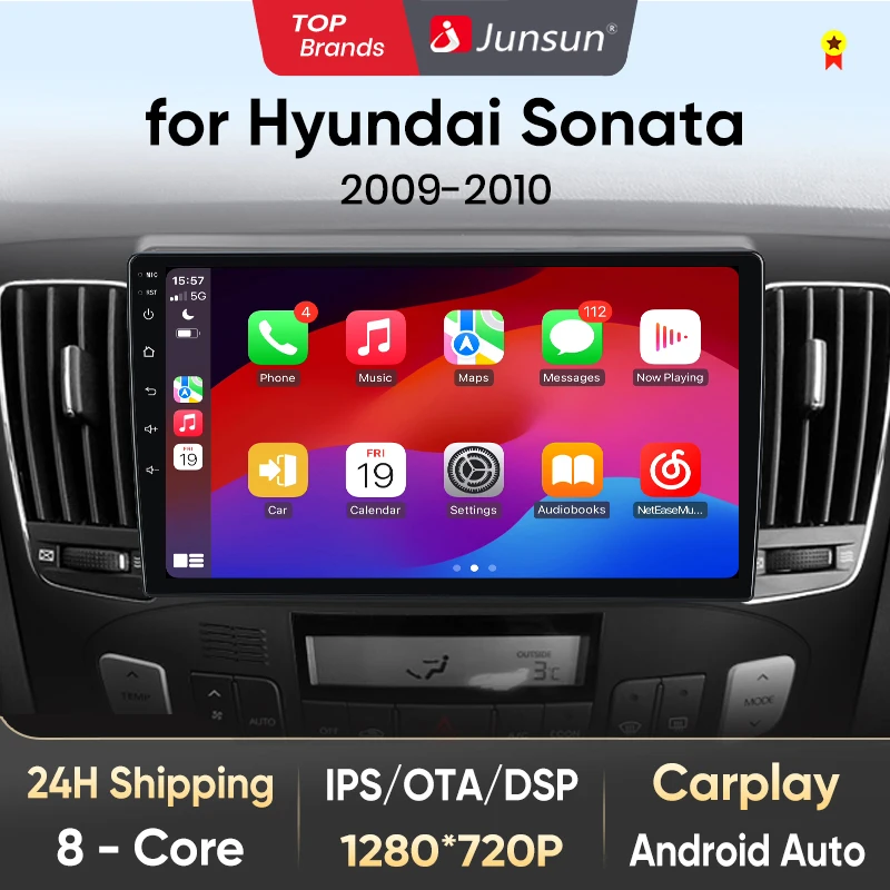 Junsun اللاسلكية CarPlay أندرويد راديو تلقائي لشرك...