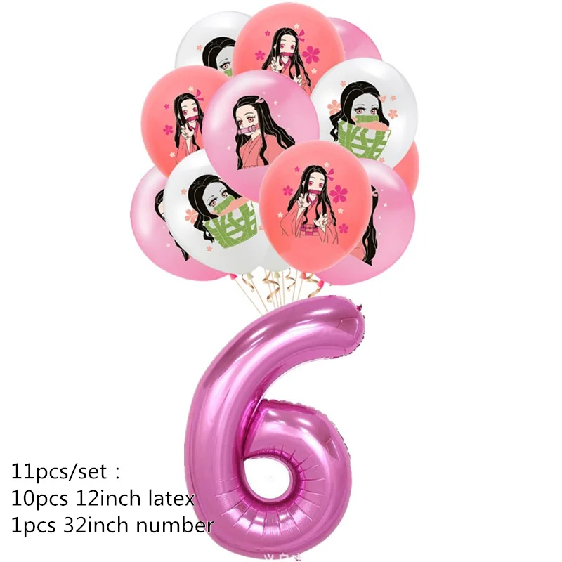 thumbnail image 1 of Globos de cumpleaños Anime Demon Slayer Kimetsu No Yaiba Nezuko Kamado Globo de látex Decoración de fiesta de cumpleaños Bolas de aire de juguete para niños, 1 of 5