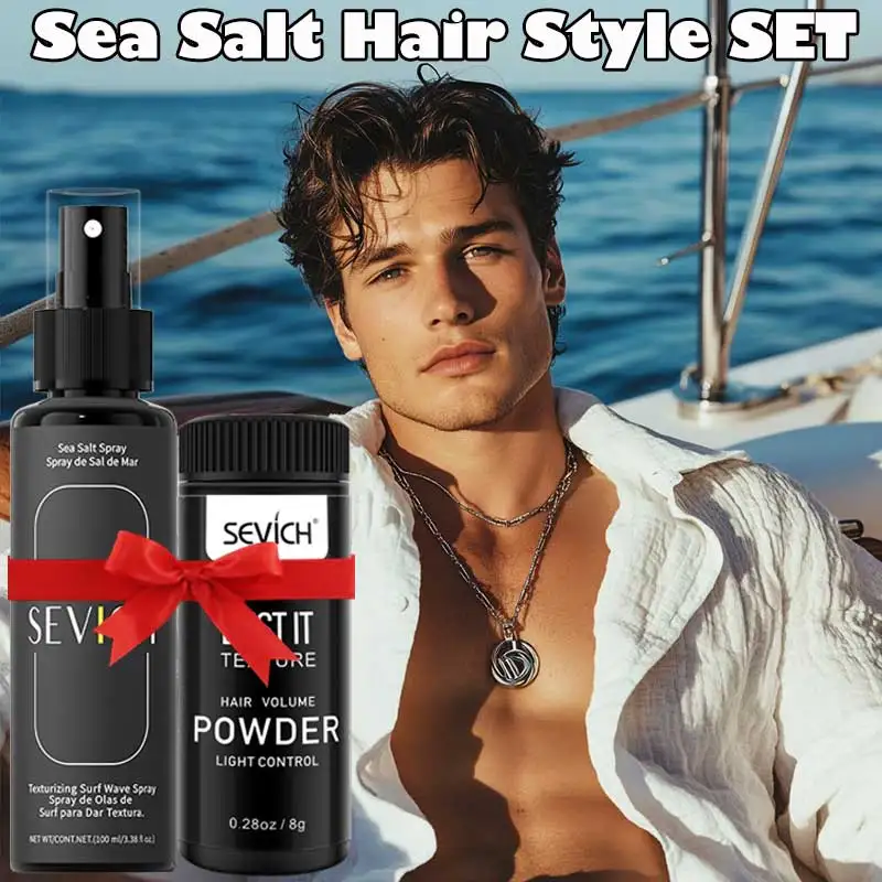Easy Mist Sea Salt Hair Styling Spray Long Lasting Hair Fluffy Volumizing Powder Beach Styling Set For Men And Women