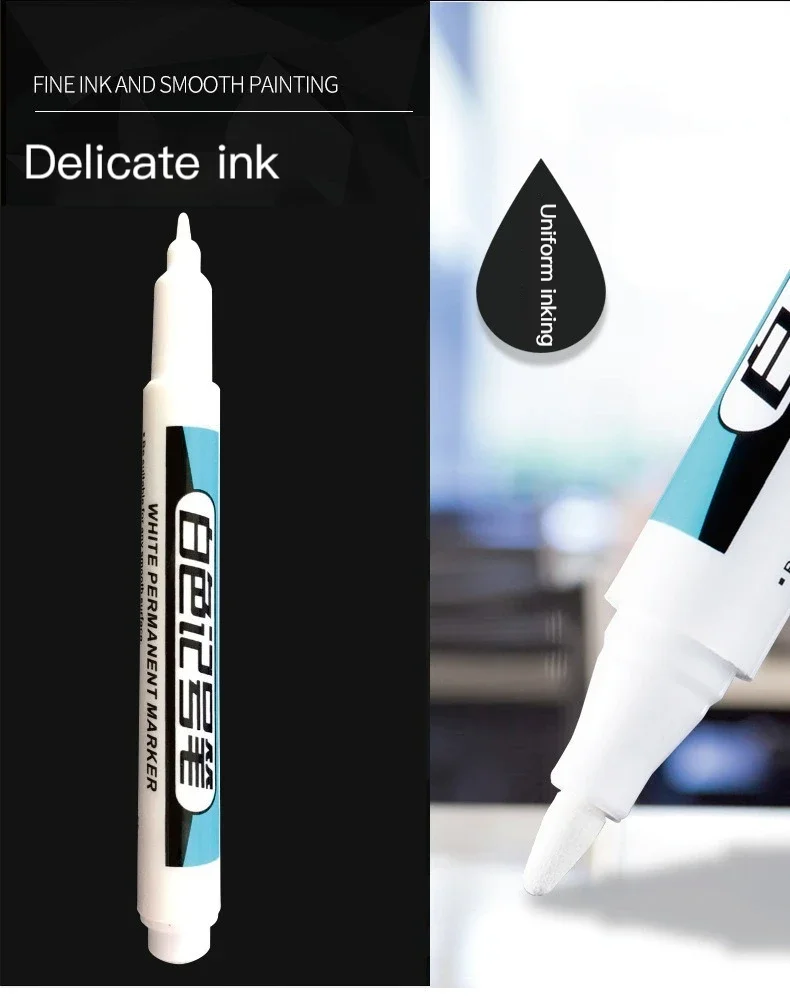 White Permanent Paint Pens on Surface