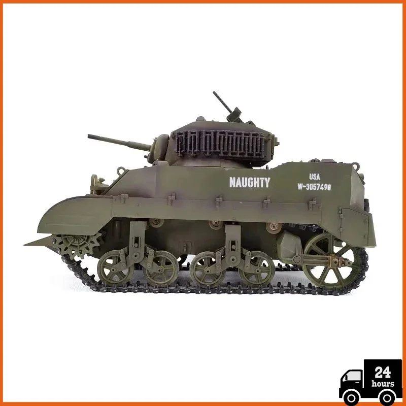 COOLBANK RC Tank 1/16 Scale 2.4ghz U.S. M5A1 Stuart Light Tank Model, Remote Control Tanks with Sound and Light  for Boys Adults 6