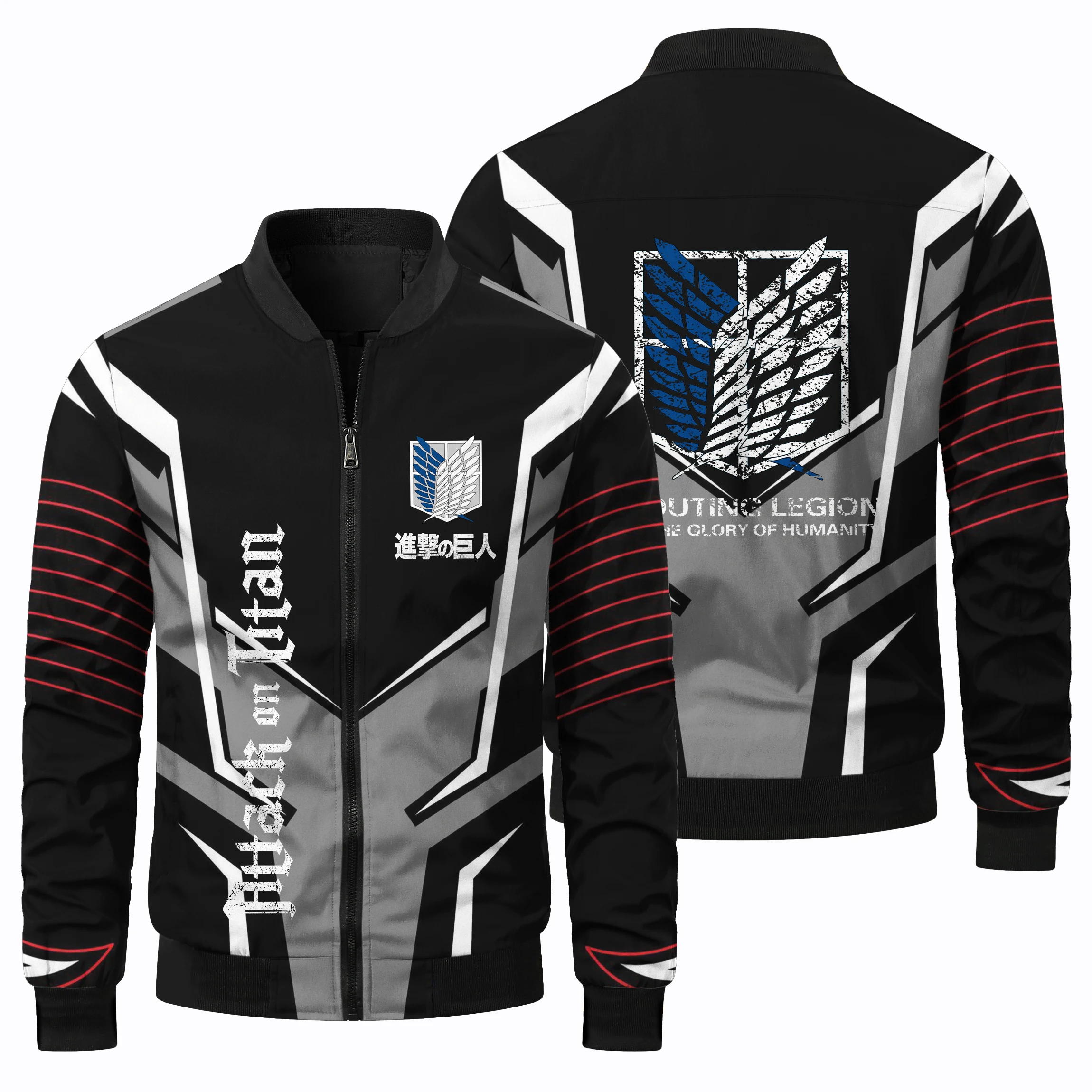 thumbnail image 4 of Nueva chaqueta de manga larga con estampado de alas de libertad de anime japonés para deportes al aire libre, estilo hip hop callejero, chaqueta con bolsillo y cremallera, 4 of 5