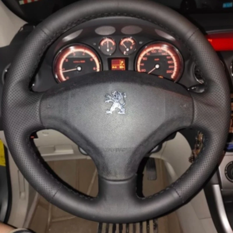 DIY Schwarz Echtes Leder Lenkrad Abdeckung Für Peugeot 207 2006-2014 Partner 2009-2018 Expert 2008-2016 Fiat Scudo 2010-2016