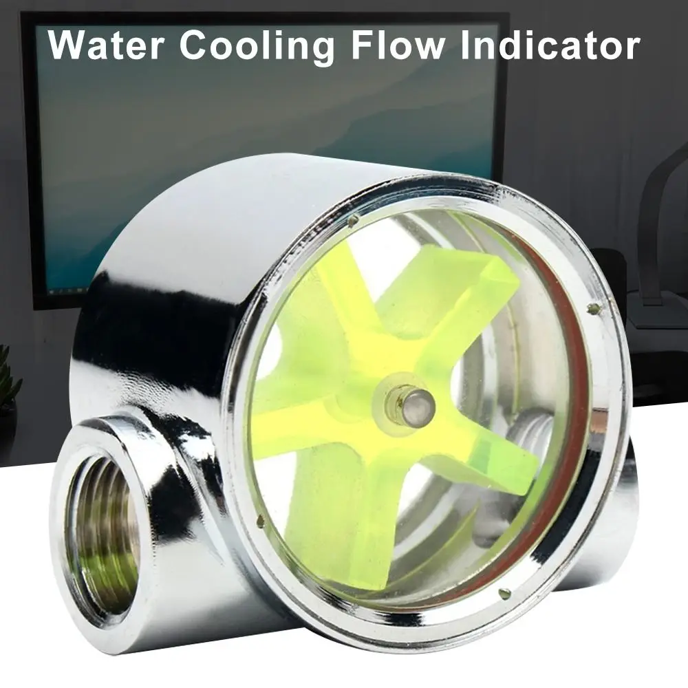 Flow Meter Water Cooling Flow Indicator Meter copper chromed 2 Ways G1/4 Threaded flow meter,water flow meter,turbine flow meter,digital turbine flow meter