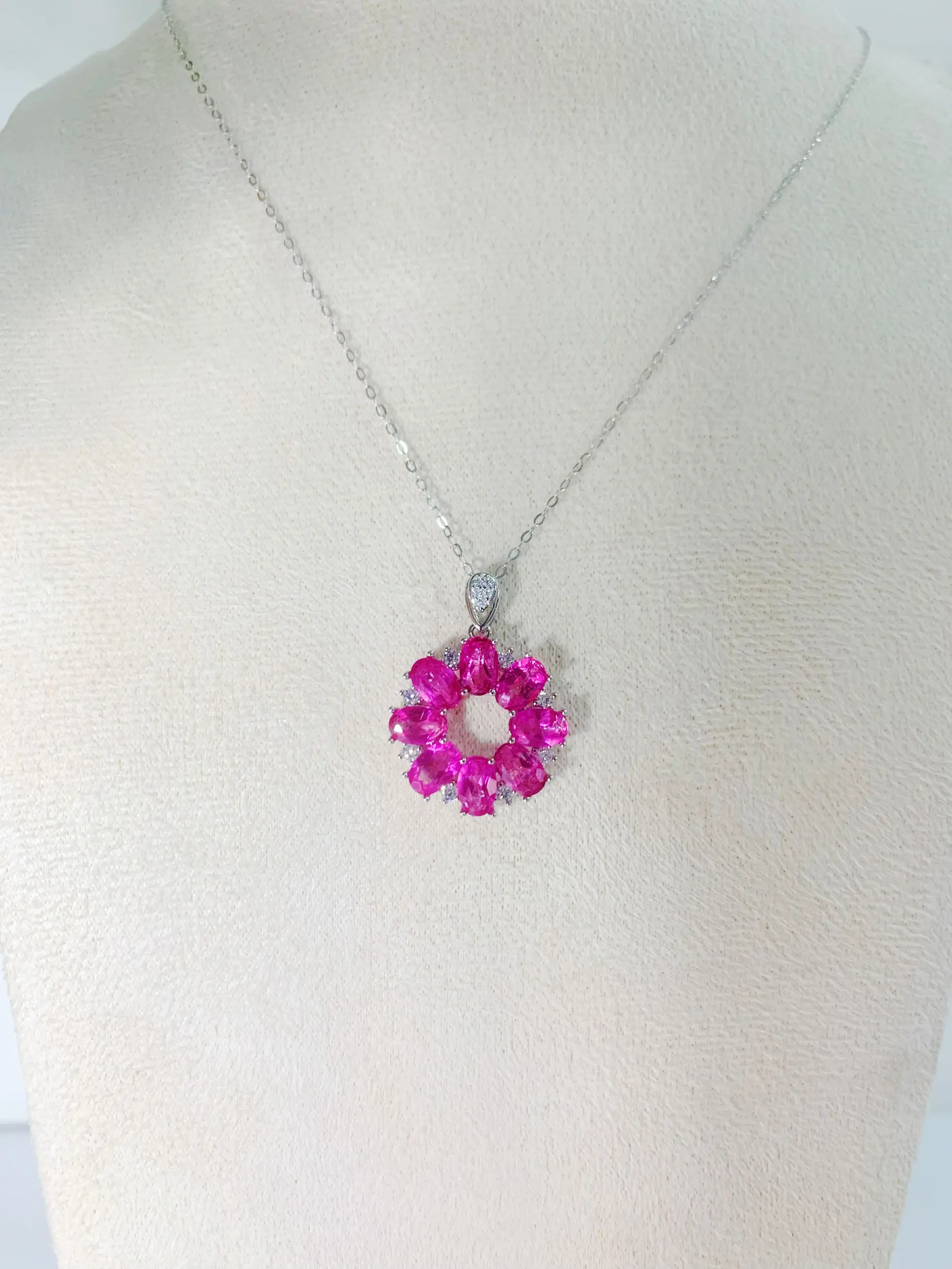 ZECAA Pink Topaz Fine Jewelry Woman Pink Topaz Pendant With Natural Gemstone 4*6mm For Woman Pendant