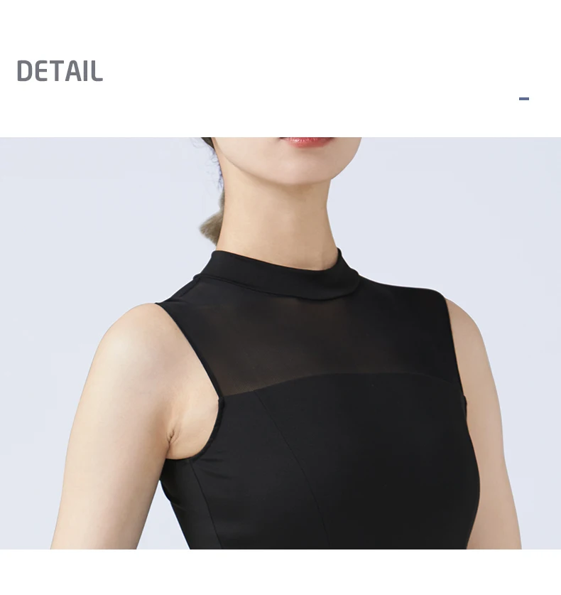 Damen Ballett-Trikots mit Spitze, Ärmellos, Stehkragen, Professioneller Tanz-Bodysuit für Erwachsene, Mesh-Einsatz, Tanz-Gymnastik-Trikot, Badeanzug – Detail 11