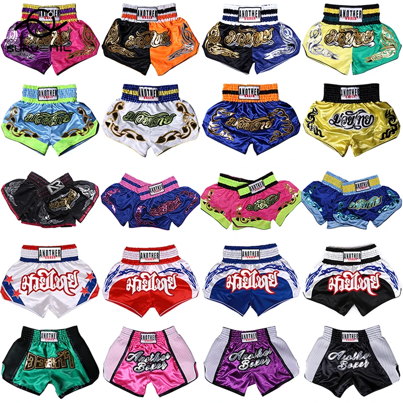 

Muay Thai Shorts Embroidery Boxing Shorts Womens Mens MMA Training Competition Kickboxing Pants Kids Boy Girl Sanda Fight Wear