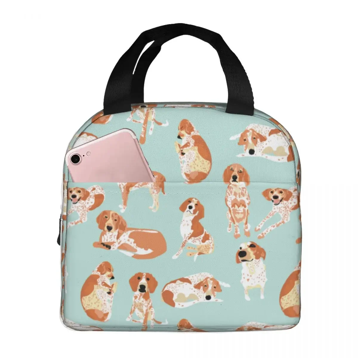 

Redtick Coonhound Dog Lunch Bag Portable Insulated Canvas Cooler Animal Thermal Cold Food School Tote for Women Girl