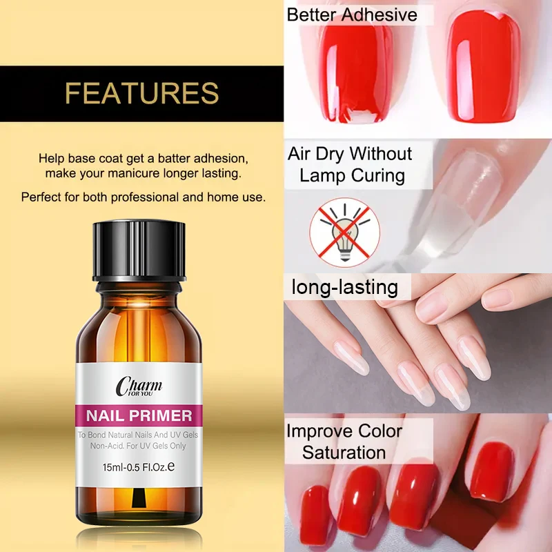 Natural Nail Prep Dehydrator and Nail Acid-Free Primer Set Fast Air Dry For Gel Polish Base Cleaning Agents UV Gel Polish nail art set