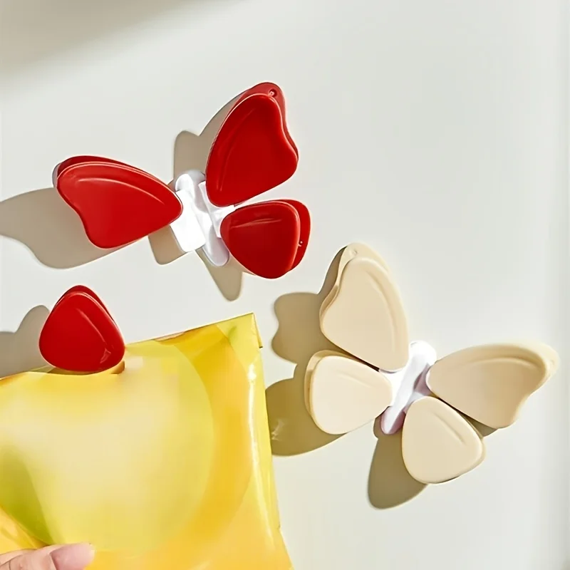 Magnetic Food Storage Clips - Cute Butterfly Design, Easy-to-Use for Kitchen & Fridge Organization, Multi-Purpose Sealing Clips