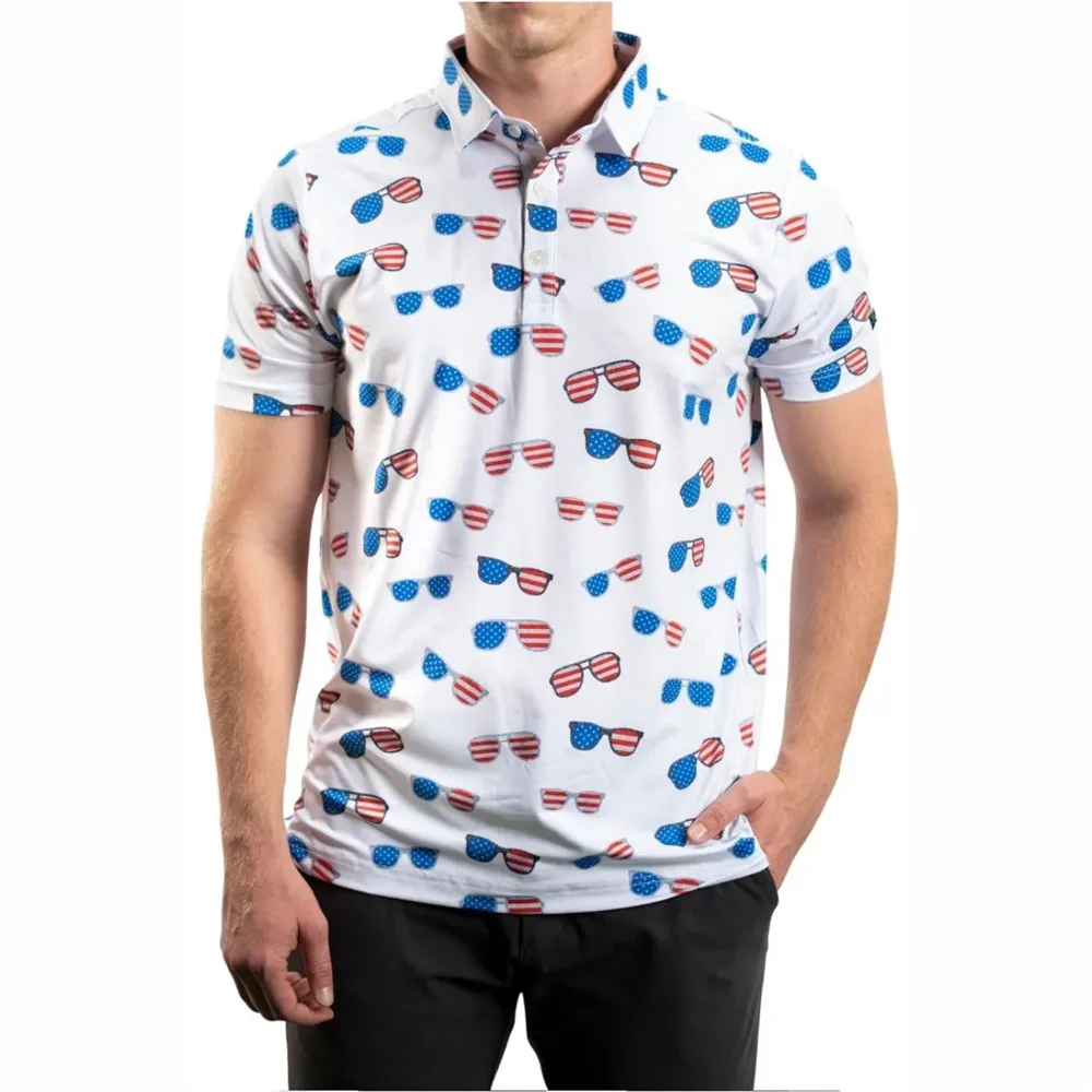 

Sunday Swagger Golf Polo's Men's Shirt Moisture UPF 50+ UV Performance Short Sleeve Golf Shirts Casual Quick Dry Printed T-Shirt