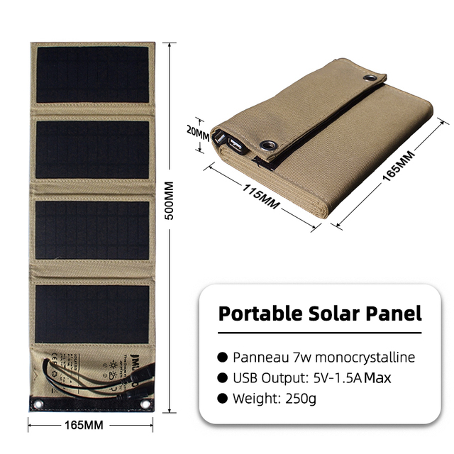 Portable Folding Solar Panel 7W 10W Solar Cells Charger 5V Two USB Outdoor Hiking Waterproof power bank Accessories 250g