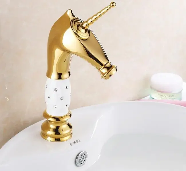 

Vidric New design Horse head Solid Brass with diamond brathroom Faucet washbasin sink taps hot and cold water mixer faucets tap