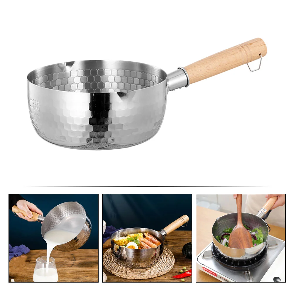 

Hemoton Egg Separator Stainless Steel Saucepan Yukihira Pan Traditional Japanese Saucepan Milk Pot Wood Handle Ramen Tempura