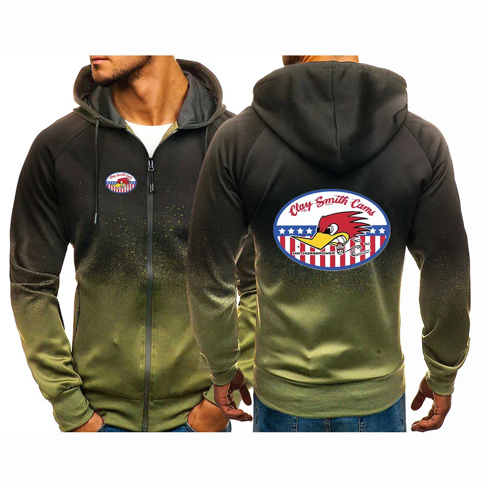 Men's Gradient Color Sports Zip Hooded Sweatshirt