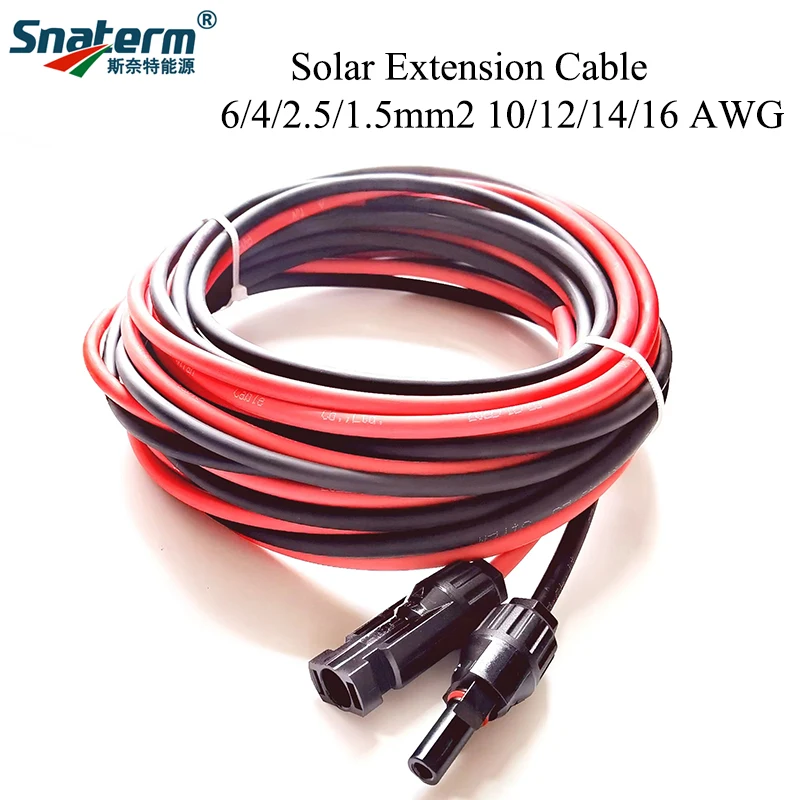 Câble d'extension de panneau solaire noir rouge 12 AWG connecteur