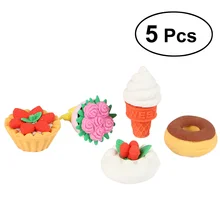 

5 Pcs Students Rubber Erasers Cartoon Pencil Eraser Office School Stationery