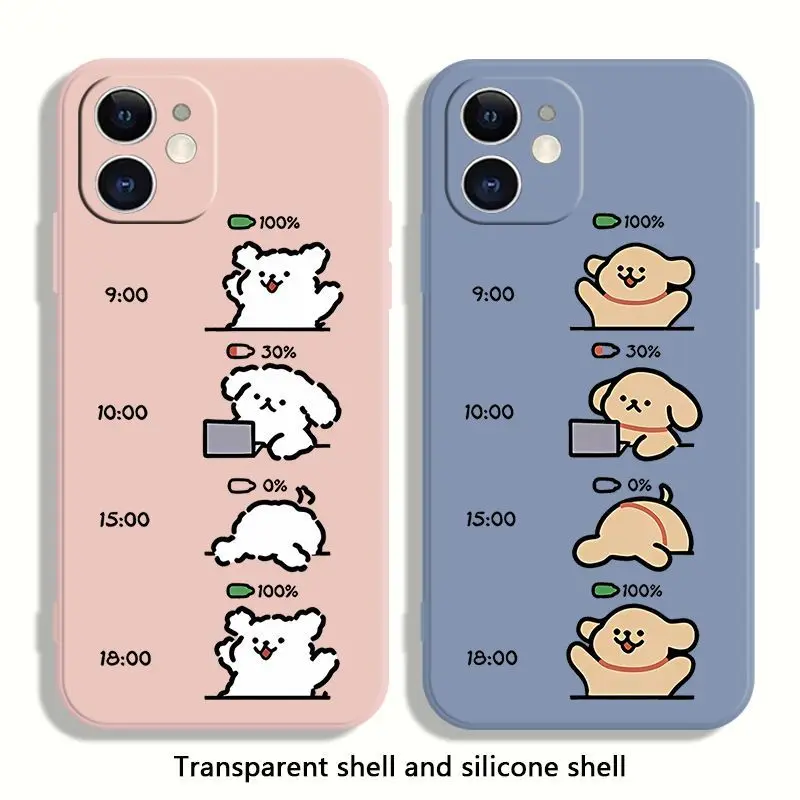 

Work Puppy Pattern Kawaii Phone Case for Iphone11 12 13 14 15 Pro Max Soft Anti-Slip Anti-Fall Protective Case Girls Accessories