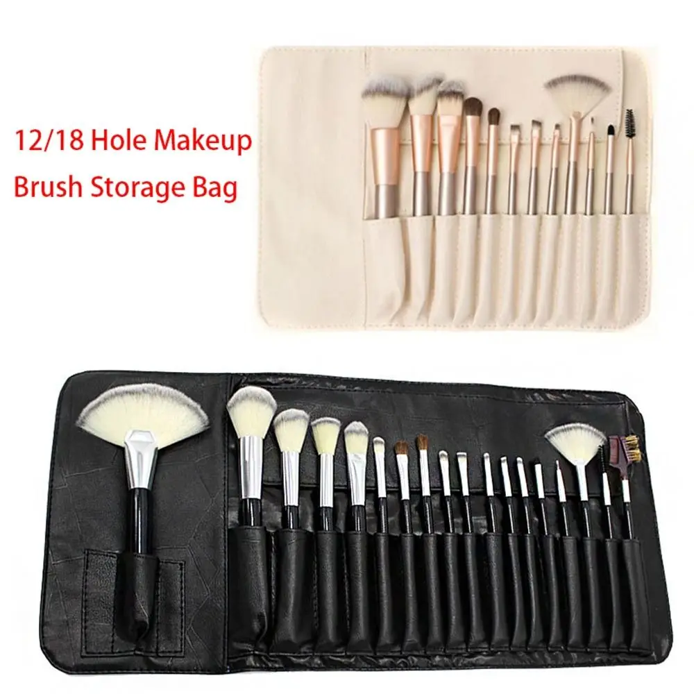 

Pu Leather Makeup Brush Bag Soft Eyebrow Pencil Box 12/18Hole Cosmetic Storage Bag Beauty Tool Household