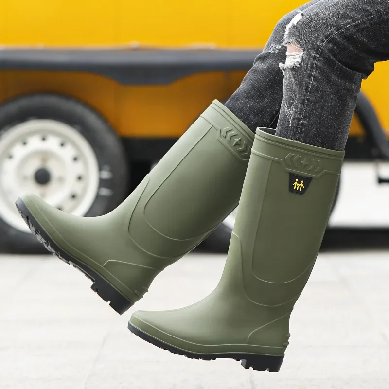 Bottes pluie homme grande taille mode imperméables longue tige polaire haute antidérapant cuisine