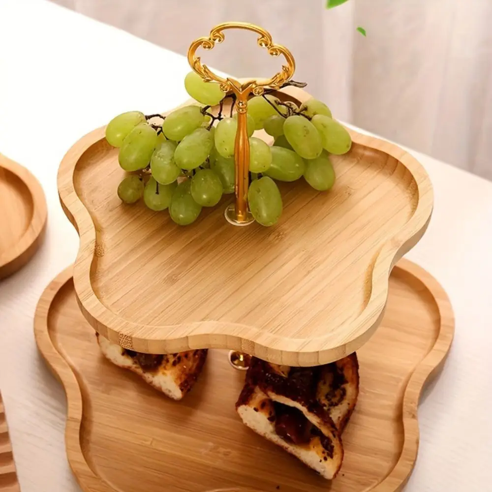 Large Capacity Multi-layer Fruit Tray Flower-Shaped Eco-friendly Fruit Display Plate Easy to Clean Bamboo Display Stand Holiday 3