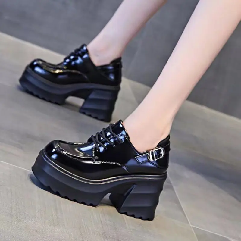 Uniform Shoes Small Leather Shoes Female British Girl Japanese Wild Black Retro Mary Jane Shoes Lolita Platform Shoes Low Hee