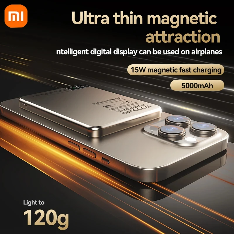 Portable Battery Charger Xiaomi Travel Portable Wireless Magnetic Power Bank Fast Charging Ultra Capacity Digital External Battery For IPhone